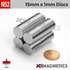15mm x 1mm N52 Strong Round Disc Rare Earth Neodymium thin Magnet 15x1mm