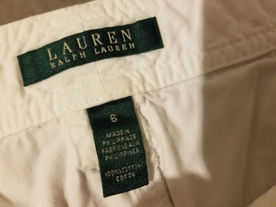 Womens Polo Ralph Lauren Khaki Shorts 6 White Cotton Chino - Image 3 of 4