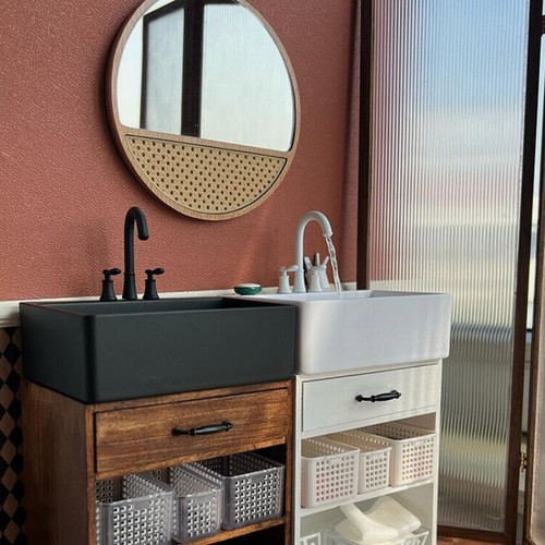 1:6 Puppenhaus Miniatur Eckig Waschbecken Wasserhahn Waschbecken Bad Bausatz Möbel - Bild 2 von 29