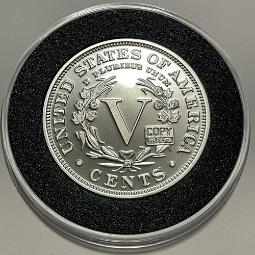 1883 Five Cents V Nickel Proof Coin Copy 2 Troy Oz .999 Fine Silver Round Medal - Picture 4 of 10