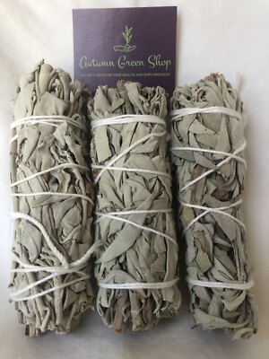 Smudge Sticks-3 in PK, 4'' Premium Organic White CA Sage Cleansing Protection