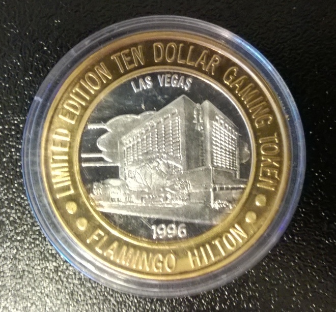 Limited Edition TEN DOLLAR .999 SILVER Gaming Coin Token Flamingo