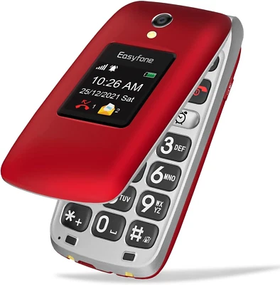 Easyfone Prime-A1 Pro 4G LTE Sim-Free Flip Mobile Phone for Seniors, 2.4'' HD Di