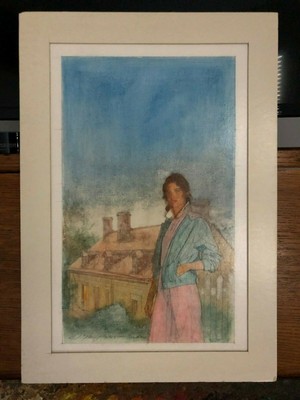 oil painting illustration study ''stamp twice'' by stuart kaufman 1926-2008