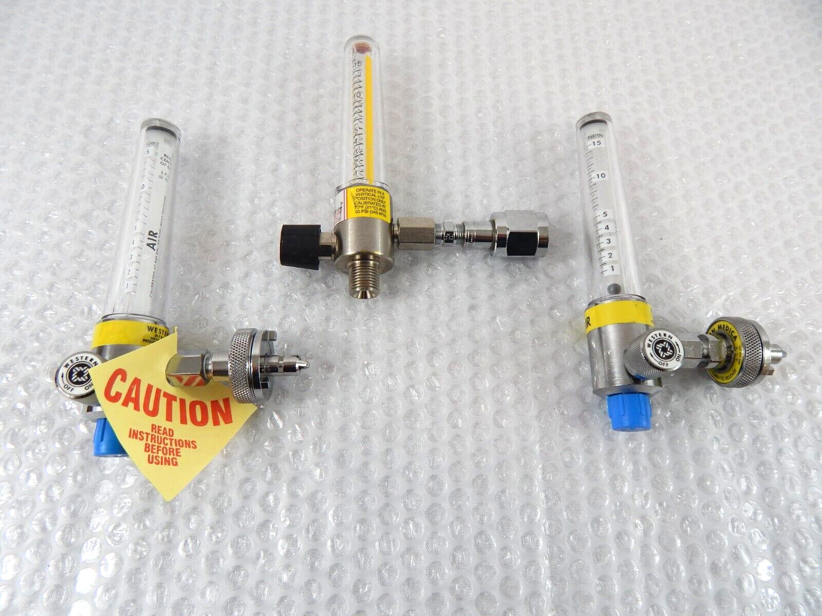 LOT OF 3 WESTERN MEDICAL/TIMETER MEDICAL AIR FLOWMETERS