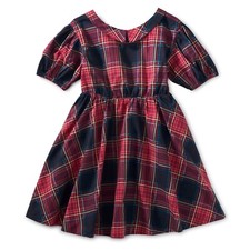 TEA COLLECTION Puff Sleeve Plaid Fully-lined Dress - Red - NWT Girls 8