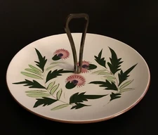 VINTAGE Stangl Pottery Thistle 10-1/4” Tidbit Serving Dish with Handle MCM Decor
