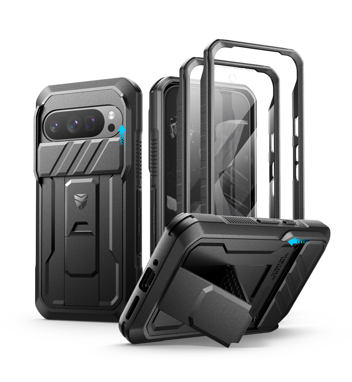 Dexnor for Google Pixel 9 Pro Case Heavy Duty Military Rugged with Camera Cover