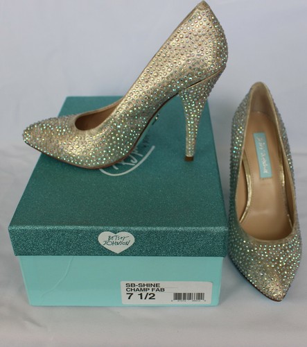 LAST ONE Betsey Johnson 7.5 Rhinestone Sparkle Champ Fab high heel shoes pumps - Picture 12 of 12