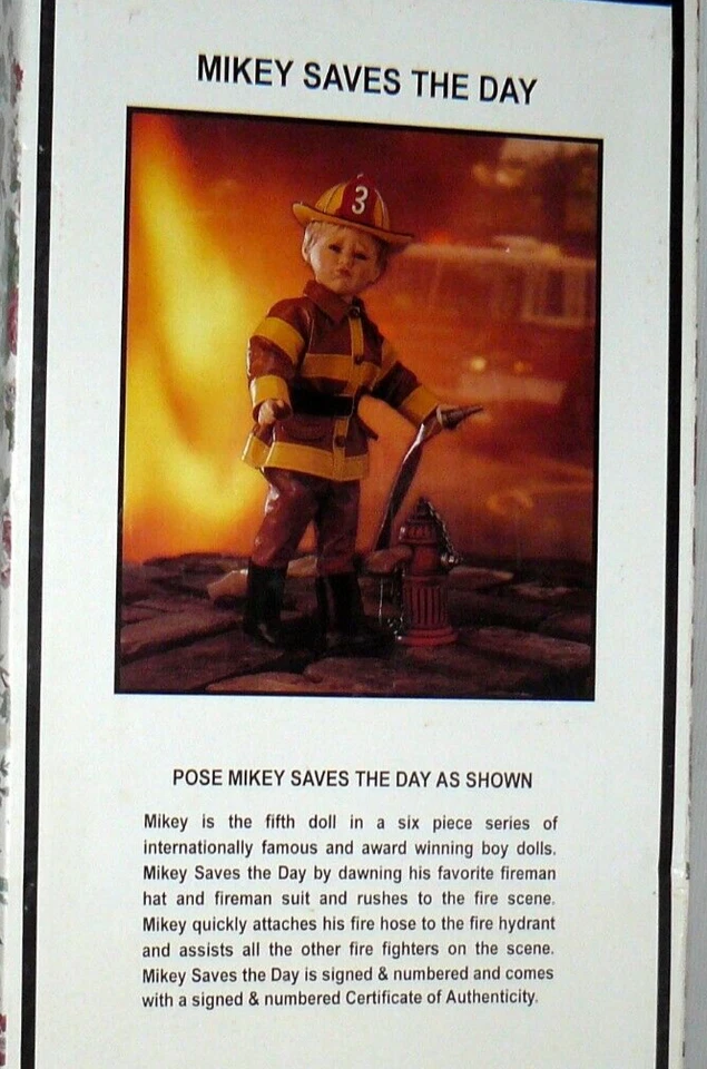 Gustave Wolff 18" Fireman Mikey Saves The Day Doll Signed Certificate Porcelain - Image 3 of 4