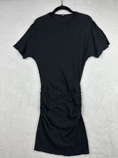 Monrow Ruched Mini Stretch Bodycon Dress Slit Sleeve Gray Black