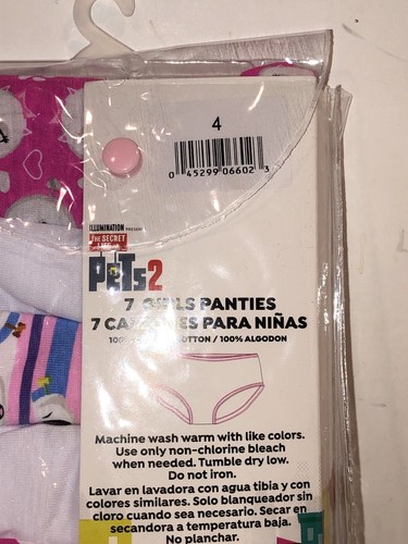 7 Pair of Girls Panties The Secret Life of Pets 2 Size 4 100% Cotton NEW - Picture 7 of 8