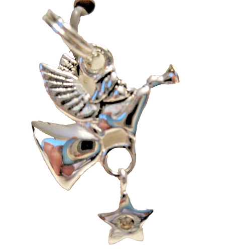 Sterling Silver 925 Angel Charm - 3/4" x 5/8" - New on Macy's Card - Picture 2 of 5