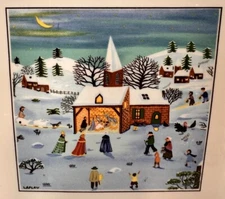 VILLEROY & BOCH Naif Christmas SQUARE HANDLED 8" TRAY Salad Snack Cake PLATE