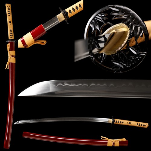 Hand Forged T10steel Clay Tempered Japanese Samurai Sword Katana Full Tang Sharp
