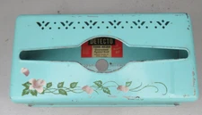 Mid Century Modern Turquoise Metal Mounted Tissue Box, Tole Painted, Detecto