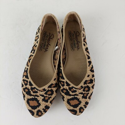 SKECHERS Women's Cleo Claw-Some Natural Leopard Print Slip-on Ballet Flats 6.5