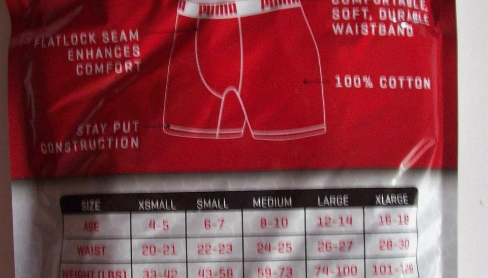 Puma Ropa Interior Calzoncillos 2pk Calzoncillos Boxer Sin Etiquetas Niños Seleccionar Talla Rojo Negro Nuevo en Paquete Foto 2 de 2