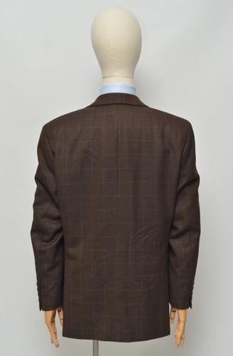 Yves Saint Laurent YSL Vintage Men's Brown Wool Plaid Blazer Jacket Size 48 - Picture 5 of 14