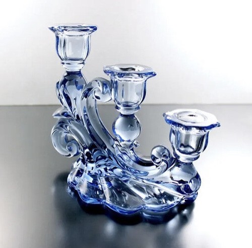 2 (Par) Velas Cambridge Caprice 3 luces azul luz de luna COMO NUEVAS 6,25"" 1940 - Imagen 9 de 9