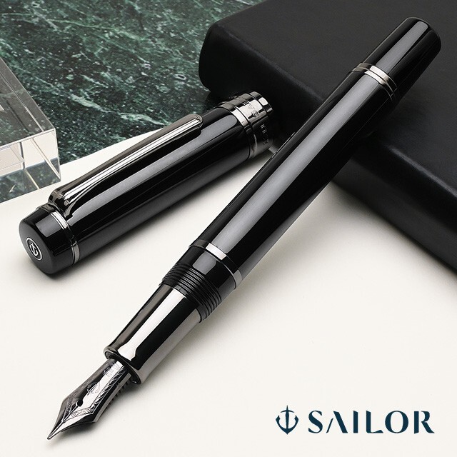 Sailor Fountain Pen CYLINT Black Stainless Steel Broad Nib 10-5070