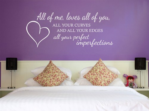 Romantic All Of Me Wall Art Quote, Music Lyrics, Modern Transfer, PVC Decal - Picture 3 of 5