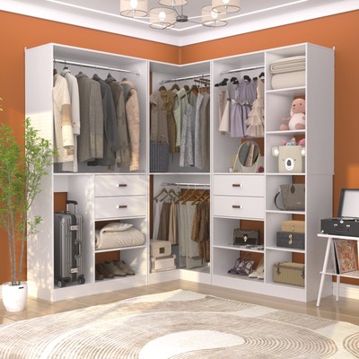 Freestanding Closet System with 3 Sets 110'' Reversible Walk-in Closet Organizer
