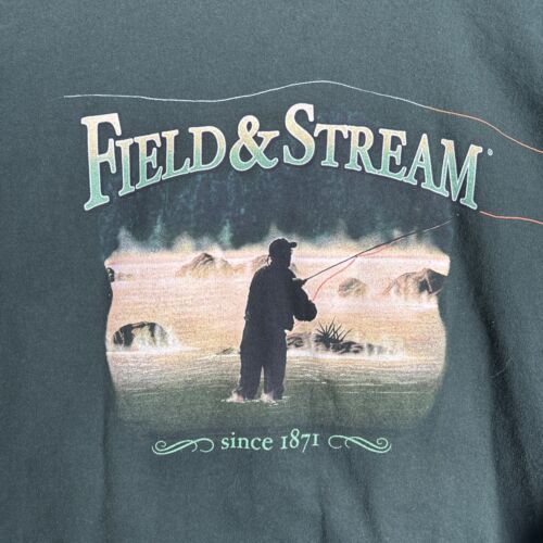 Vintage Men's Field And Stream Green Fishing Pullover Crewneck Sweatshirt Size M - Picture 2 of 5