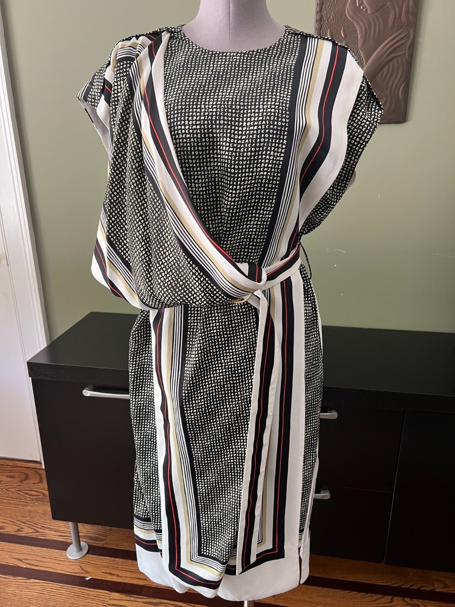 パーティードレス Printed Scarf Belted Wrap Dress AH4127s.jpg