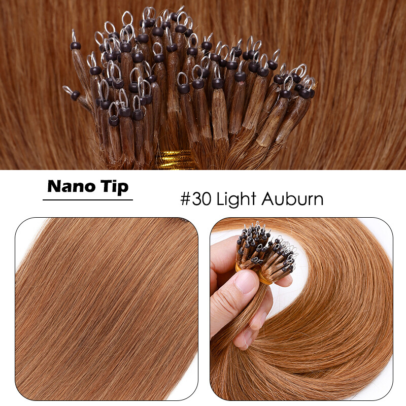 Invisible Nano RIng Nano Beads HUman Hair Remy Extensions FULL Head ...