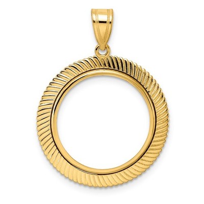 14k Gelbgold poliert überbacken mit 18,0mm Krappe Münzeinfassung Anhänger