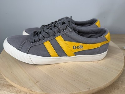 Gola Shoes Mens Size 8 Gray & Yellow Varsity Canvas Low Top Sneakers CMA331