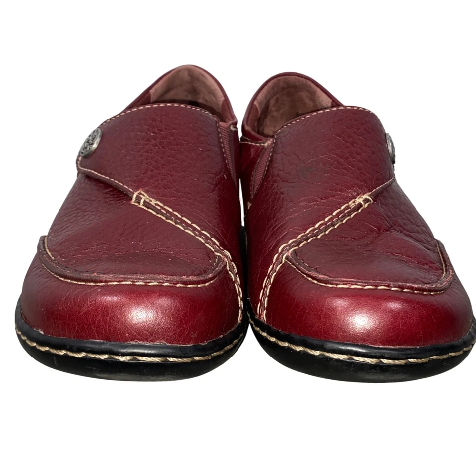 Clarks Bendables Mujer Cuero Borgoña Zapatos Confort Sin Cordones Talla 7.5 Informales Foto 3 de 4