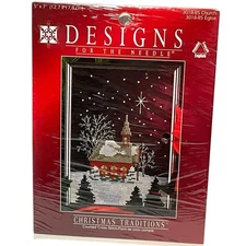 2003 Janlynn Designs for the Needle Christmas Traditions Church Cross Stitch Kit