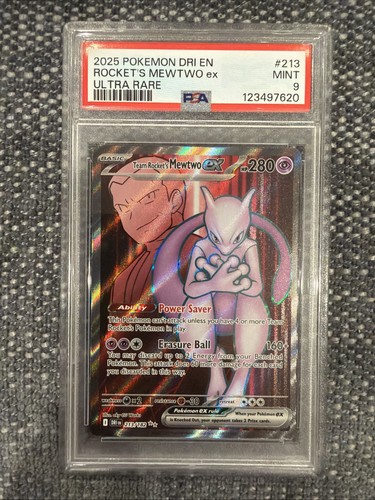 2025 Pokemon Destined Rivals Team Rocket’s Mewtwo Ex #213/182 PSA 9 Mint