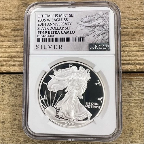 2006-W American Silver Eagle 20th Anniv Dollar Set PF69 UCAM NGC - Silver Label