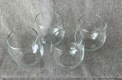 Set Of 4 Stemless Clear Wine Glasses