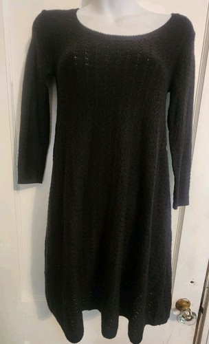 American Eagle Mini Sweater Dress Women Medium Soft & Sexy Black Ribbed Flowy - Picture 2 of 7