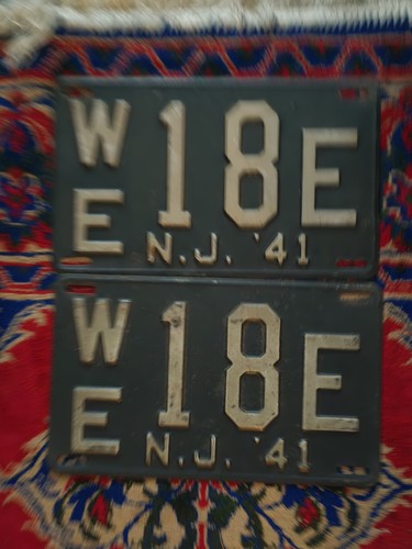 Antique 1941 NJ License Plate Pair WE # 18 E