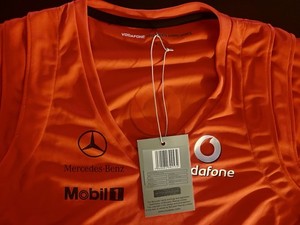 Maillot Vintage Vodafone McLaren Mercedes F1 – Orange, Femme, Taille L