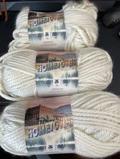  3pack Lion Brand HOMETOWN Yarn WHITE 5oz 81yd ea 6 Super Bulky Acrylic