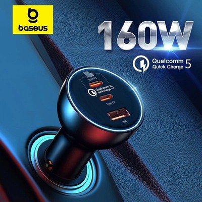 Baseus 160W Car Charger QC 5.0 Fast Quick Charging PPS PD3.0 USB Type C Car Phon