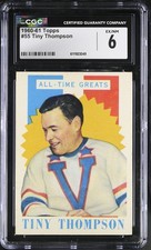 1960-61 Topps #55 Tiny Thompson Boston Bruins – All-Time Great - CGC 6 Ex/NM