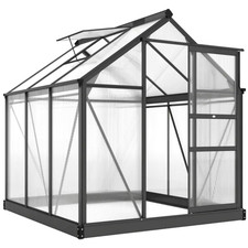 Outsunny Serre Jardin Polycarbonate 3,65m² UV Fondation Renforcée 190x192x201cm