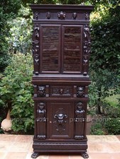 Meuble ancien Stipo pour Cabinet de Curiosités bibliothèque bois sculpté