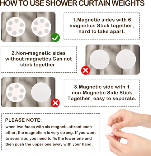8 Stück Magnetische Duschvorhang Gewichte Gummibeschichtet Schwerlast Verhindern Durchblasen - Bild 2 von 12