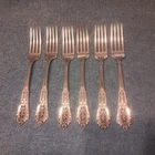 6 Rose Point Wallace Sterling Silver 7" dinner forks 280 grams NO RESERVE!
