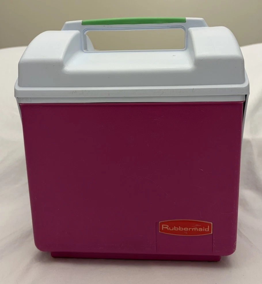 Rubbermaid Personal Mini Ice Chest Cooler Lunch Box Pink & White #2901 VINTAGE