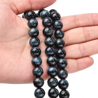 Glittering Natural Tiger Eye Beads Strands Dyed Prussian Blue Gemstone Beads10mm