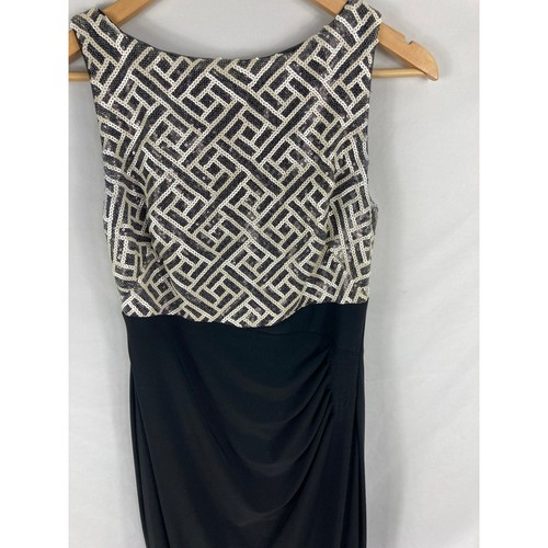 Lauren Ralph Lauren Geo Sequin Black Sleeveless Gown Size 4 - Picture 5 of 8
